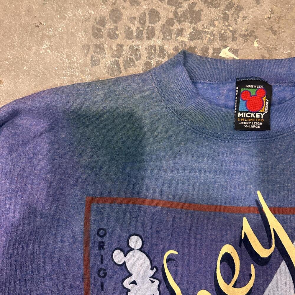Vintage 90s Mickey Mouse Crewneck Sweatshirt Print Logo Blue Color Unisex - Picture 5 of 6